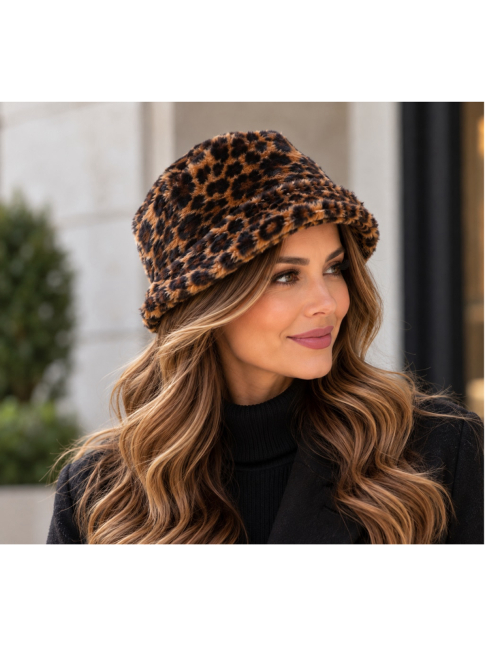 Olive Branch Vintage Leopard Faux Fur Bucket Hat Made in USA